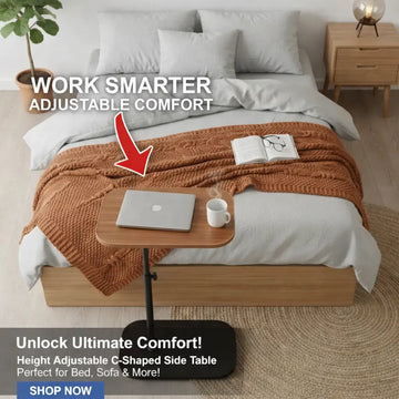 Height Adjustable C-shaped sofa side Table